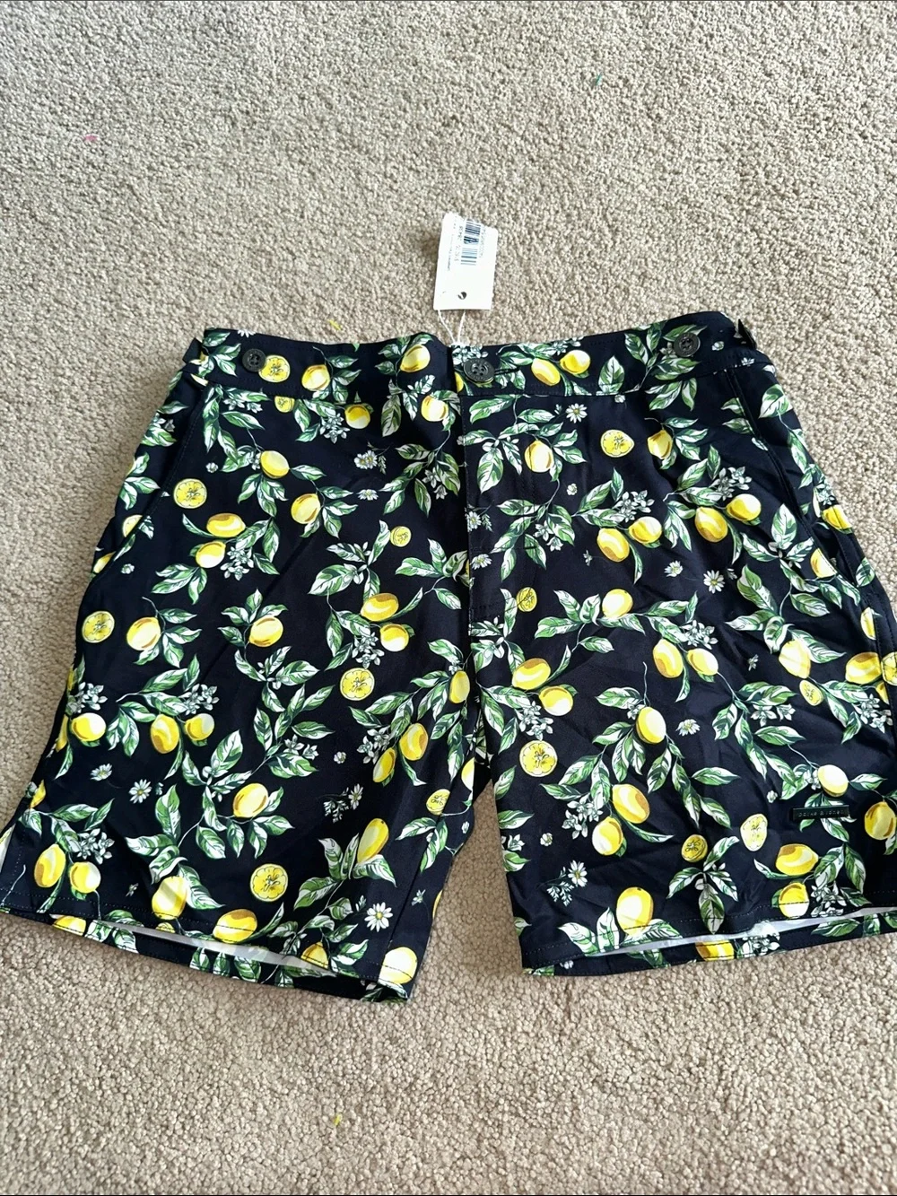 Parke & Ronen lemon print swim trunks